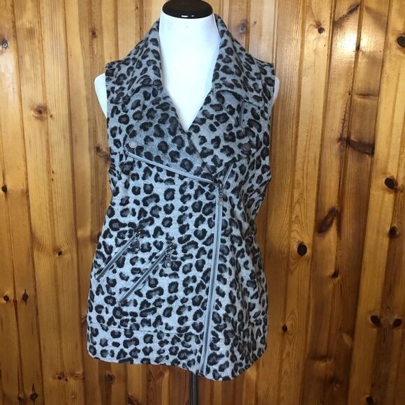 Jolt Leopard Print Moto Style Vest - Picture 1 of 11